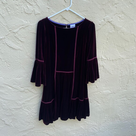 Vivi by Violet Weekend velvet bell sleeved dress sz S - Picture 1 of 5